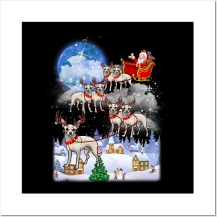 Santa Clause Drives Chihuahua Reindeer Sleigh Posters and Art